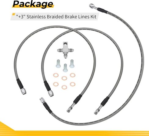 M MATI "+3" Stainless Braided Brake Lines Kit for Kawasaki KFX400 2003-2004 for Suzuki QuadSport Z 400 LT-Z400 2003-2008 for Arctic Cat DV-X 400 2004 43095-S007 59480-07G11 59240-07G11 3406-044 in Saudi Arabia