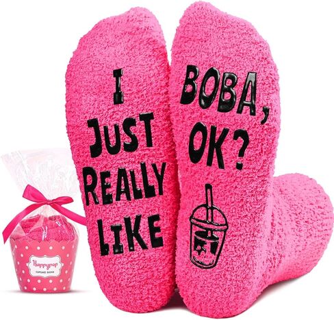 HAPPYPOP Funny Novelty Gifts Socks, Boba Gifts Bubble Milk Tea Gifts for Teen Girls Boba Socks, Gifts for Drinkers Bubble Tea Lover Gifts in Saudi Arabia