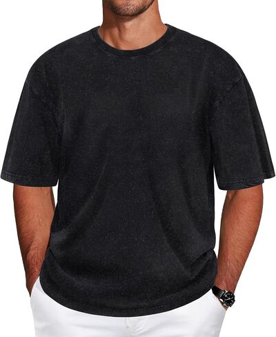 rosemia Oversized Tshirts for Men Vintage Short Sleeve Shirts Acid Wash Basic Tees in Saudi Arabia