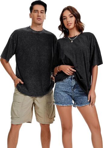 rosemia Oversized Tshirts for Men Vintage Short Sleeve Shirts Acid Wash Basic Tees in Saudi Arabia