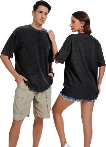 rosemia Oversized Tshirts for Men Vintage Short Sleeve Shirts Acid Wash Basic Tees in Saudi Arabia