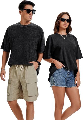 rosemia Oversized Tshirts for Men Vintage Short Sleeve Shirts Acid Wash Basic Tees in Saudi Arabia