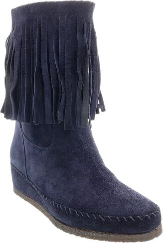 Daniela Fargion Fuschia Suede Suede Mid Calf Low Wedge Heel Boots- in Saudi Arabia