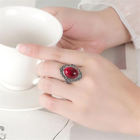 حلقة مفصل قوطية قابلة للتكديس بلورية قابلة للتكديس ، حلقات Boho Agate Stone Knuckle For Women Vintage Natural Oval Gemstone Finger Rings Jewelry Jewelry in Kuwait