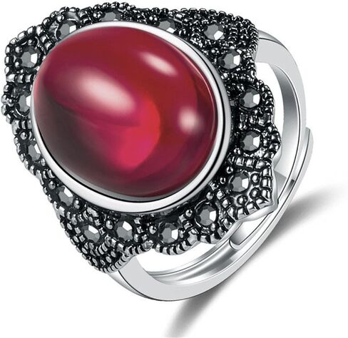 حلقة مفصل قوطية قابلة للتكديس بلورية قابلة للتكديس ، حلقات Boho Agate Stone Knuckle For Women Vintage Natural Oval Gemstone Finger Rings Jewelry Jewelry in Kuwait