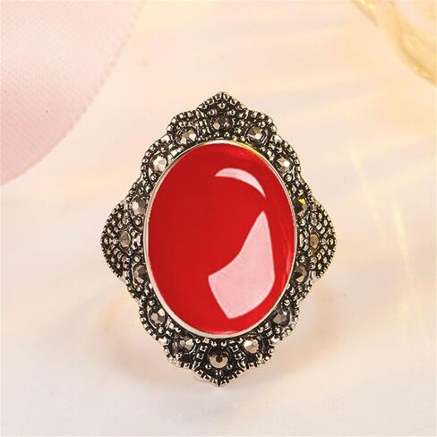 حلقة مفصل قوطية قابلة للتكديس بلورية قابلة للتكديس ، حلقات Boho Agate Stone Knuckle For Women Vintage Natural Oval Gemstone Finger Rings Jewelry Jewelry in Kuwait