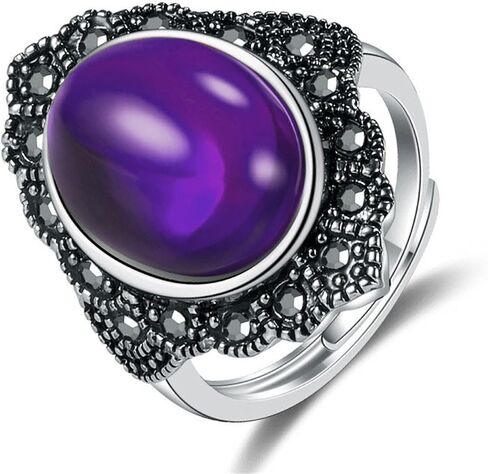 حلقة مفصل قوطية قابلة للتكديس بلورية قابلة للتكديس ، حلقات Boho Agate Stone Knuckle For Women Vintage Natural Oval Gemstone Finger Rings Jewelry Jewelry in Kuwait