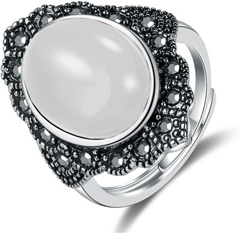 حلقة مفصل قوطية قابلة للتكديس بلورية قابلة للتكديس ، حلقات Boho Agate Stone Knuckle For Women Vintage Natural Oval Gemstone Finger Rings Jewelry Jewelry in Kuwait