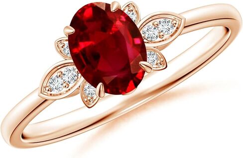 Angara Natural Ruby Engagement Ring for Women | Oval Ruby Engagement Ring in 14K Solid Gold/Platinum | July Birthday, Gemstone Jewellery Gift in Saudi Arabia