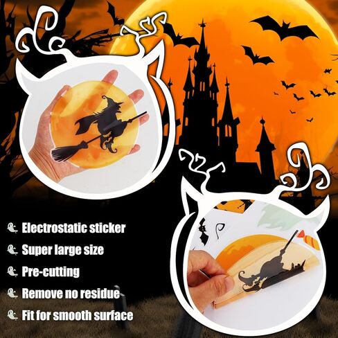 Halloween Window Clings 6 Sheets Halloween Window Stickers Decals with Ghost, Spider, Witch & Haunted House for Glass, Fridge & Smooth Surfaces Spooky Holiday Decorations Gifts in Saudi Arabia