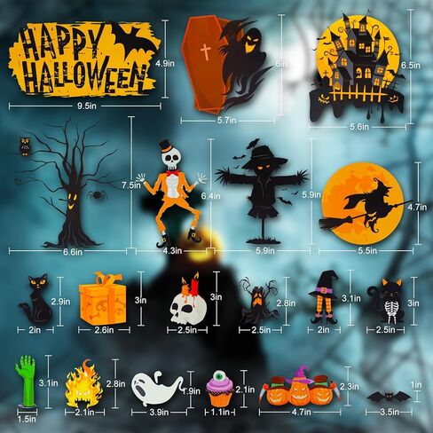 Halloween Window Clings 6 Sheets Halloween Window Stickers Decals with Ghost, Spider, Witch & Haunted House for Glass, Fridge & Smooth Surfaces Spooky Holiday Decorations Gifts in Saudi Arabia