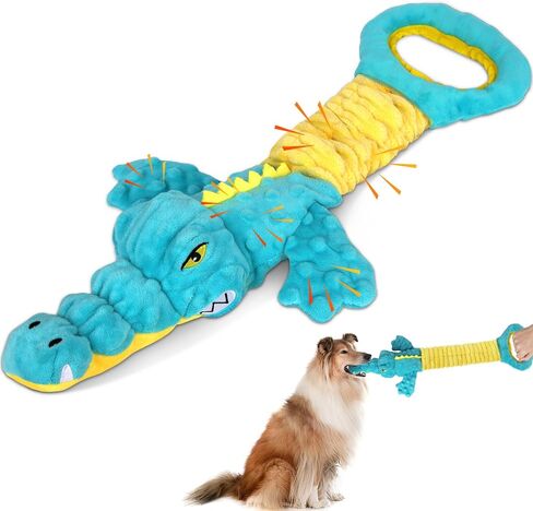 Large Squeaky Dog Toys, Interactive Tug of War Puppy Toys, Tough Plush Dog Chew Toy for Puppies, Small Medium and Large Breeds in Saudi Arabia