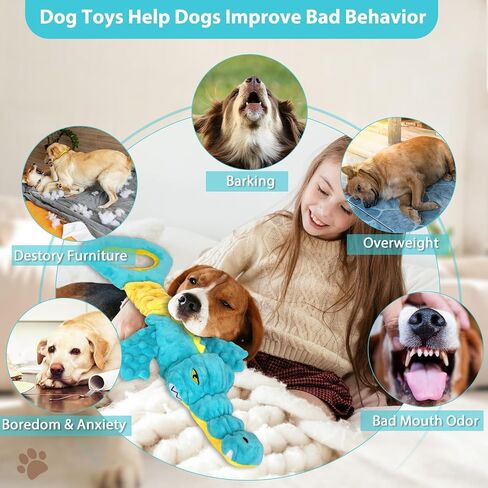 Large Squeaky Dog Toys, Interactive Tug of War Puppy Toys, Tough Plush Dog Chew Toy for Puppies, Small Medium and Large Breeds in Saudi Arabia
