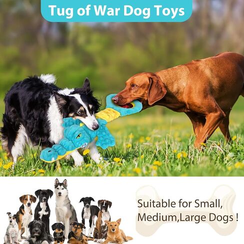 Large Squeaky Dog Toys, Interactive Tug of War Puppy Toys, Tough Plush Dog Chew Toy for Puppies, Small Medium and Large Breeds in Saudi Arabia