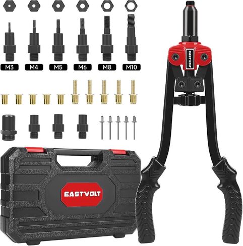 Eastvolt Rivet Nut Tool Kit, 3 in 1 Hand Rivet Gun, 14-Inch Rivnut Tool with 6 Metric Mandrels M3 M4 M5 M6 M8 M10, Rivet Bolt Tool with 3 Metric Bolt Mandrels and Rugged Carrying Case in Saudi Arabia