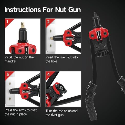 Eastvolt Rivet Nut Tool Kit, 3 in 1 Hand Rivet Gun, 14-Inch Rivnut Tool with 6 Metric Mandrels M3 M4 M5 M6 M8 M10, Rivet Bolt Tool with 3 Metric Bolt Mandrels and Rugged Carrying Case in Saudi Arabia