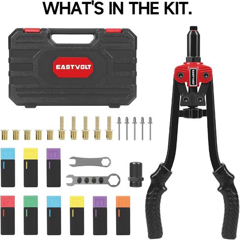 Eastvolt Rivet Nut Tool Kit, 3 in 1 Hand Rivet Gun, 14-Inch Rivnut Tool with 6 Metric Mandrels M3 M4 M5 M6 M8 M10, Rivet Bolt Tool with 3 Metric Bolt Mandrels and Rugged Carrying Case in Saudi Arabia