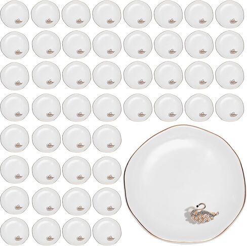Shappy 48 PCS صينية المجوهرات السيراميك 4.5 في صحن الطبق الحلية الحلية الطبق لحفلات الزفاف دش الأعراس المواهب للنساء in Saudi Arabia