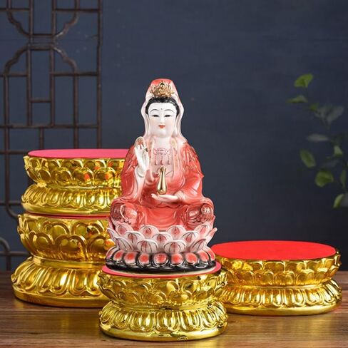 Ceramic Statue Base Elevated Lotus Stand for Avalokitesvara Display Temple Sculpture Pedestal for Home and Shrine Use Design in Saudi Arabia