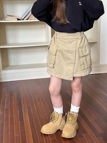 Flofallzique Girls Skirt with Built -in Shorts and Pocket Kid Cargo Skorts in Saudi Arabia