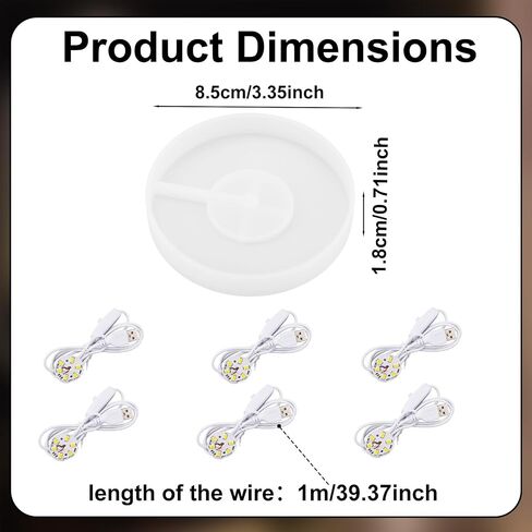 7pcs عرض قاعدة مع مصابيح LED ، مصباح مستديرة قوالب السيليكون مصباح DIY Craft الزفاف الجدول الزفاف الزواج الداخلي الفناء في الهواء الطلق استخدام (3.35 بوصة القطر) in Saudi Arabia