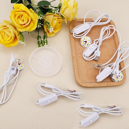 7pcs عرض قاعدة مع مصابيح LED ، مصباح مستديرة قوالب السيليكون مصباح DIY Craft الزفاف الجدول الزفاف الزواج الداخلي الفناء في الهواء الطلق استخدام (3.35 بوصة القطر) in Saudi Arabia
