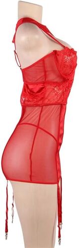 Lingerie Sets For Women Plus Size Mesh Dress Sleeveless Neckholder Top Backless Babydoll With Garter Straps Underwear in Saudi Arabia