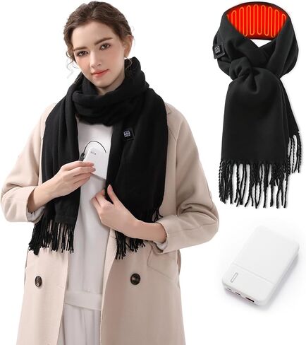 Rechargeable Heated Scarf for Women Men with 5000mAh Power Bank, 13-Hour Heating and 3 Temperature for Gifts in Saudi Arabia