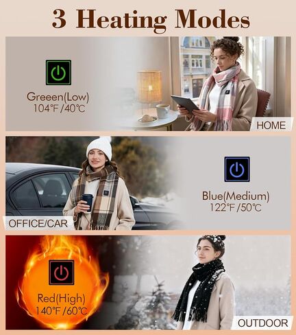 Rechargeable Heated Scarf for Women Men with 5000mAh Power Bank, 13-Hour Heating and 3 Temperature for Gifts in Saudi Arabia