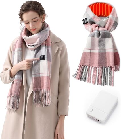 Rechargeable Heated Scarf for Women Men with 5000mAh Power Bank, 13-Hour Heating and 3 Temperature for Gifts in Saudi Arabia