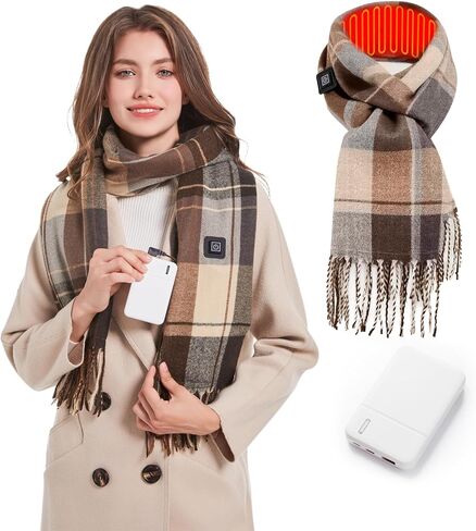 Rechargeable Heated Scarf for Women Men with 5000mAh Power Bank, 13-Hour Heating and 3 Temperature for Gifts in Saudi Arabia