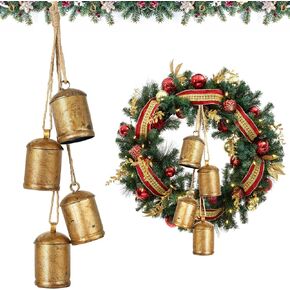 زخارف جرس البقر البقر ، 4 أجهزة كمبيوتر قرة عتيقة الذهب مع جوت معلق الحبل أجراس ديكور للباب منزل عيد الميلاد شجرة إكليل الزهور الزخارف الزخارف عيد الميلاد in Kuwait