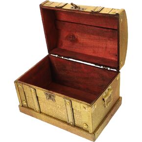 Vintage Wooden Treasure Chest Box with Lock Gold Color Small Size Jewelry Storage Organizer for Collectibles and Trinkets for Home Decor Random Style in Saudi Arabia