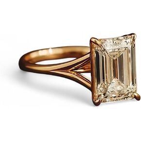 2 CT Emerald Cut Moissanite Engagement Ring, Hidden Halo Ring, Birthday Promise Jewelry, Travel Ring Solid Gold, Diamond Simulant Gift in Saudi Arabia