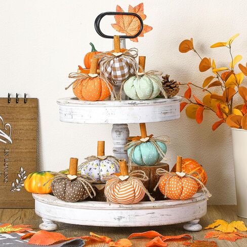 Geelin 8 PCS Fall Fabric Fabric Decork Pumpkin Pumpkin لزينة الزخارف الزراعية مزرعة عيد الشكر مع أوراق القيقب in Kuwait