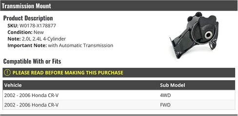 Automatic Transmission Mount - Compatible with 2002-2006 Honda CRV 2.0L 2.4L 4-Cylinder in Saudi Arabia