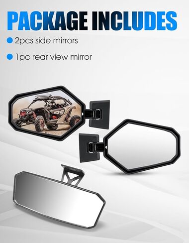 مرآة الرؤية الخلفية والمرايا الجانبية لـ 2021-2024 Can Am Commander، 2018-2024 Can Am Maverick Trail Sport 800 1000R، A & UTV PRO محدبة مرايا الرؤية الخلفية SXS، استبدل OEM # 715003638، 715003639 in Kuwait