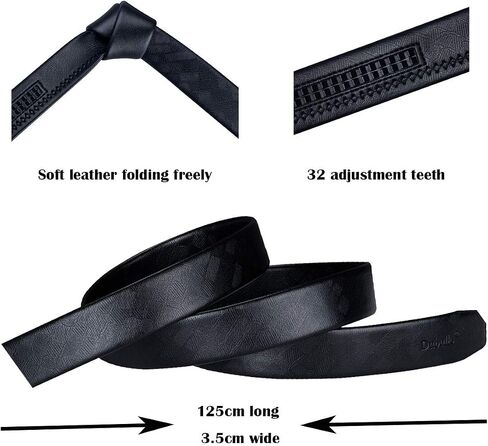 Cowhide Genuine Leather Belt – Automatic Ratchet Buckle, Gold Finish, Gift Box in Saudi Arabia