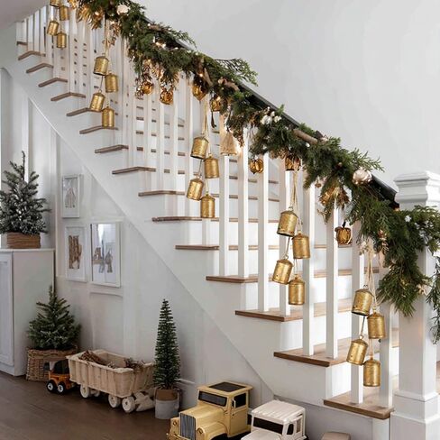 زخارف جرس البقر البقر ، 4 أجهزة كمبيوتر قرة عتيقة الذهب مع جوت معلق الحبل أجراس ديكور للباب منزل عيد الميلاد شجرة إكليل الزهور الزخارف الزخارف عيد الميلاد in Kuwait