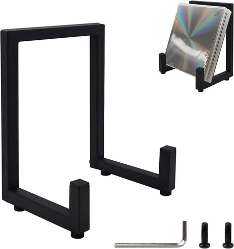 حامل سجل الفينيل ، صورة معدنية سوداء تقف للعرض ، رف تخزين سجل النمط الرجعية للصور الزخرفية الحامل ، الطبق ، فن الطاولة ، الكتب (1 PCS) in Kuwait