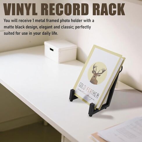 حامل سجل الفينيل ، صورة معدنية سوداء تقف للعرض ، رف تخزين سجل النمط الرجعية للصور الزخرفية الحامل ، الطبق ، فن الطاولة ، الكتب (1 PCS) in Kuwait