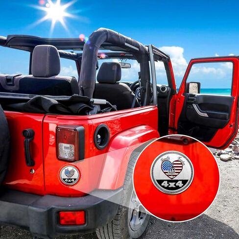 4 x 4 Badge Rated Car Emblem, Automotive Car Badge Decals Stickers 3D Metal Car Badges Round Emblem Decals Compatible with Jeep Wrangler Vehicles Trucks SUV in Saudi Arabia