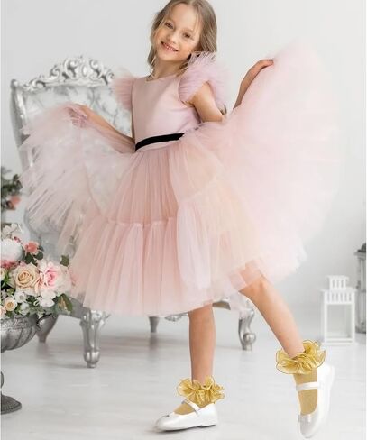 جوارب Girls Glitter Glitter Ruffle في الكاحل لطيف الأطفال الدانتيل المزدوج اللامع اللباس اللباس الجوارب للطفل الصغير فتاة صغيرة in Saudi Arabia