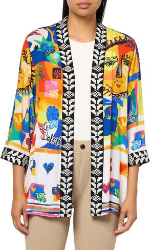john mark Women's Printed Open Front Kimono with Three Quarters Sleeves in Saudi Arabia