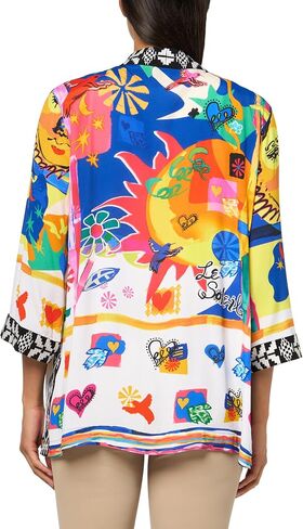 john mark Women's Printed Open Front Kimono with Three Quarters Sleeves in Saudi Arabia