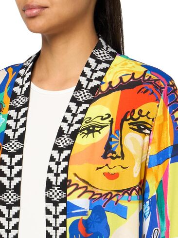john mark Women's Printed Open Front Kimono with Three Quarters Sleeves in Saudi Arabia