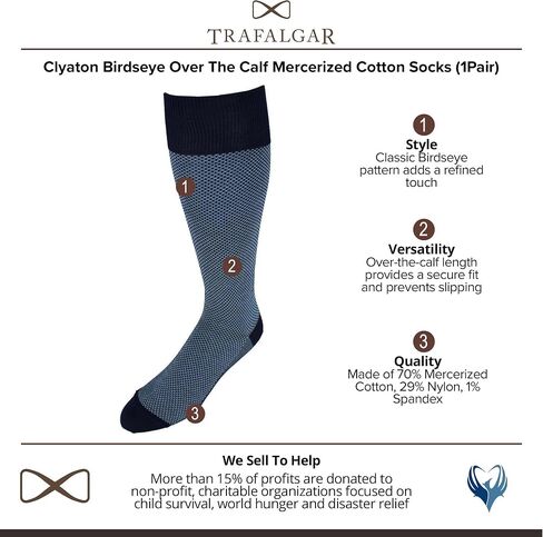 Trafalgar Men's Clayton Birdseye Over The Calf Mercerized Cotton Socks (1Pair) in Saudi Arabia