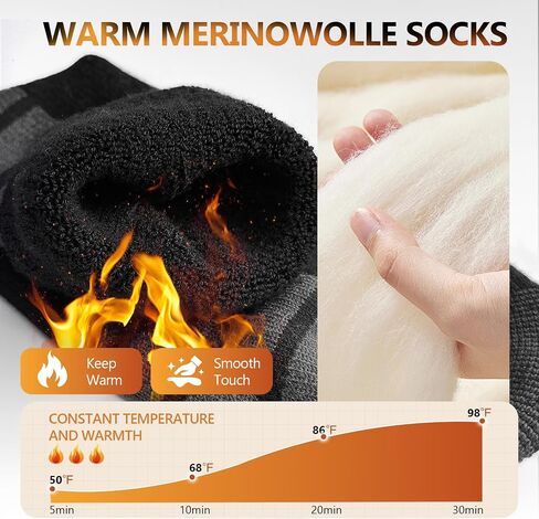 Merino Wool Hiking Crew Socks Thermal Warm Winter Boot Sock For Men & Women, Cushioned Anti-Blister - 3 Pairs in Saudi Arabia