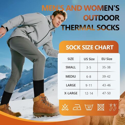 Merino Wool Hiking Crew Socks Thermal Warm Winter Boot Sock For Men & Women, Cushioned Anti-Blister - 3 Pairs in Saudi Arabia