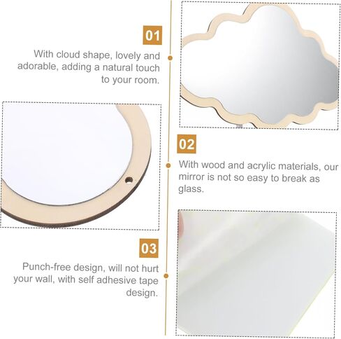 Gatuida Nordic Girl Safety Mirror Cloud Shaped Decorative Wall Mirror for Room Shatterproof Design for Boy Girl's Dressing and Play Area in Saudi Arabia